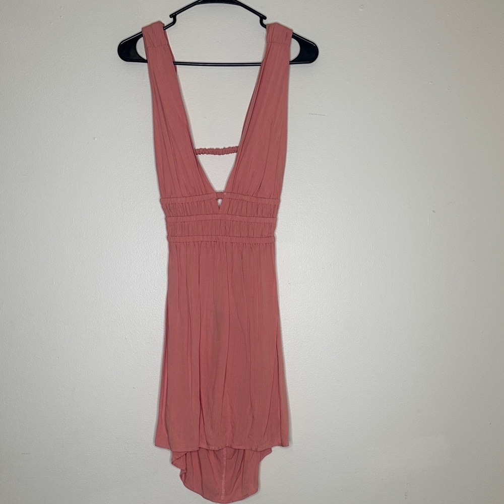 Women's Deep V High-Low Dress in Dusty Rose
